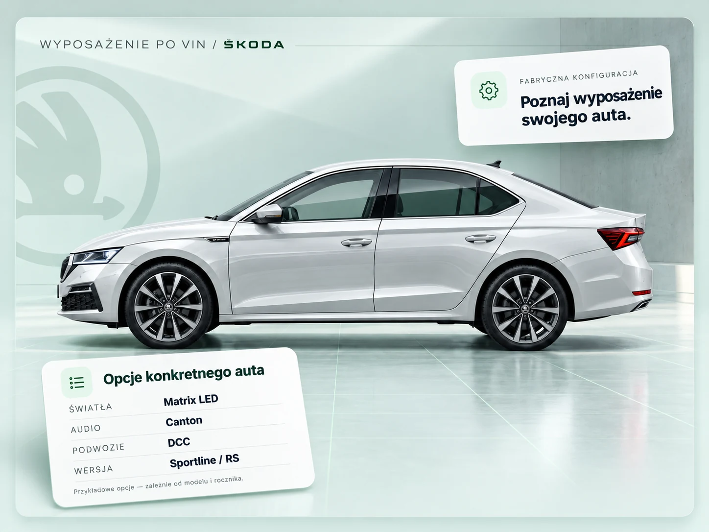 wyposażenie skoda po vin